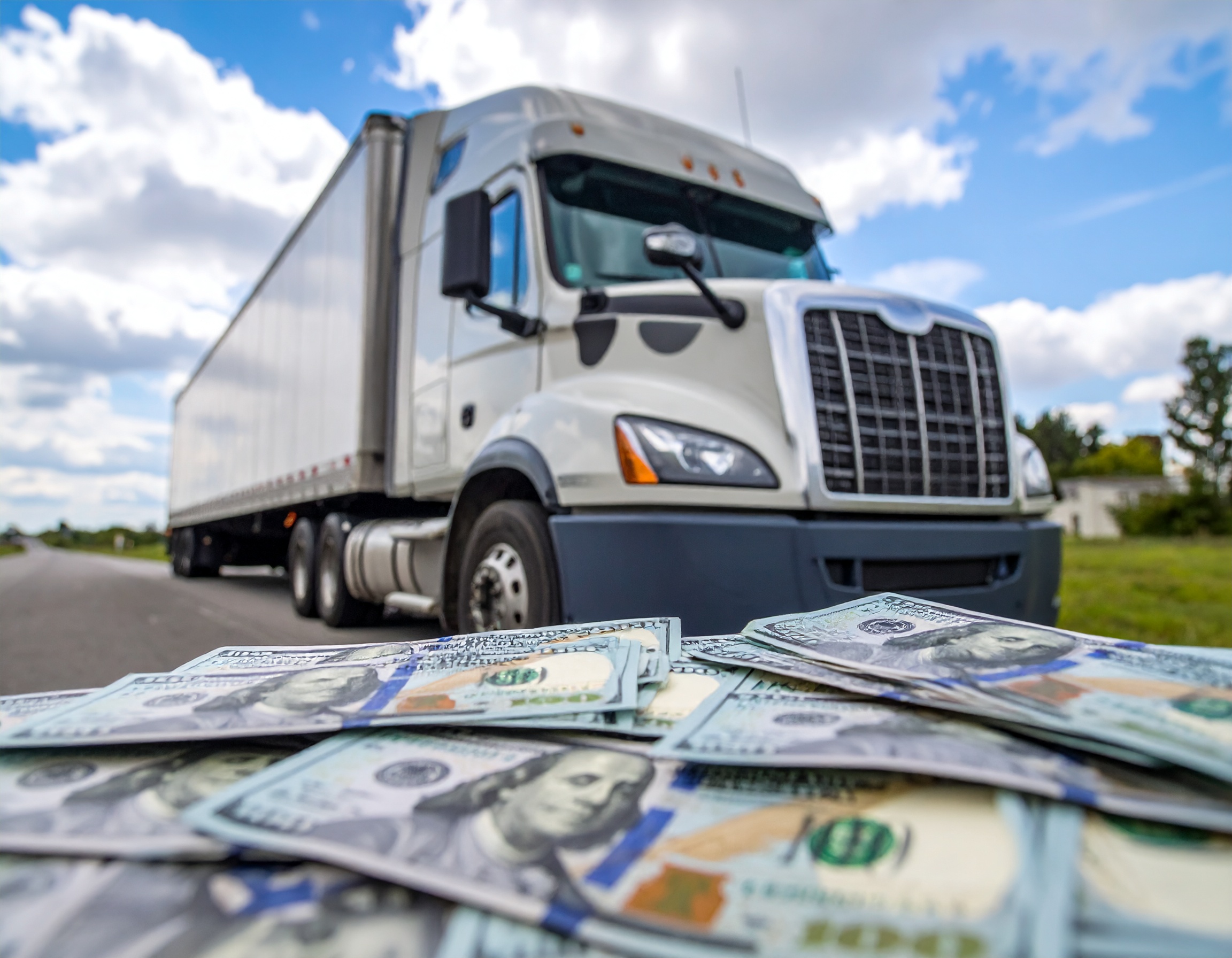 Truck with money